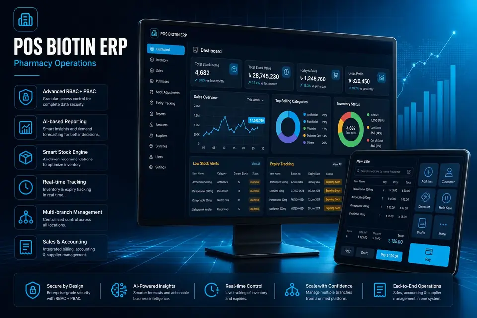 POS Biotin pharmacy management dashboard